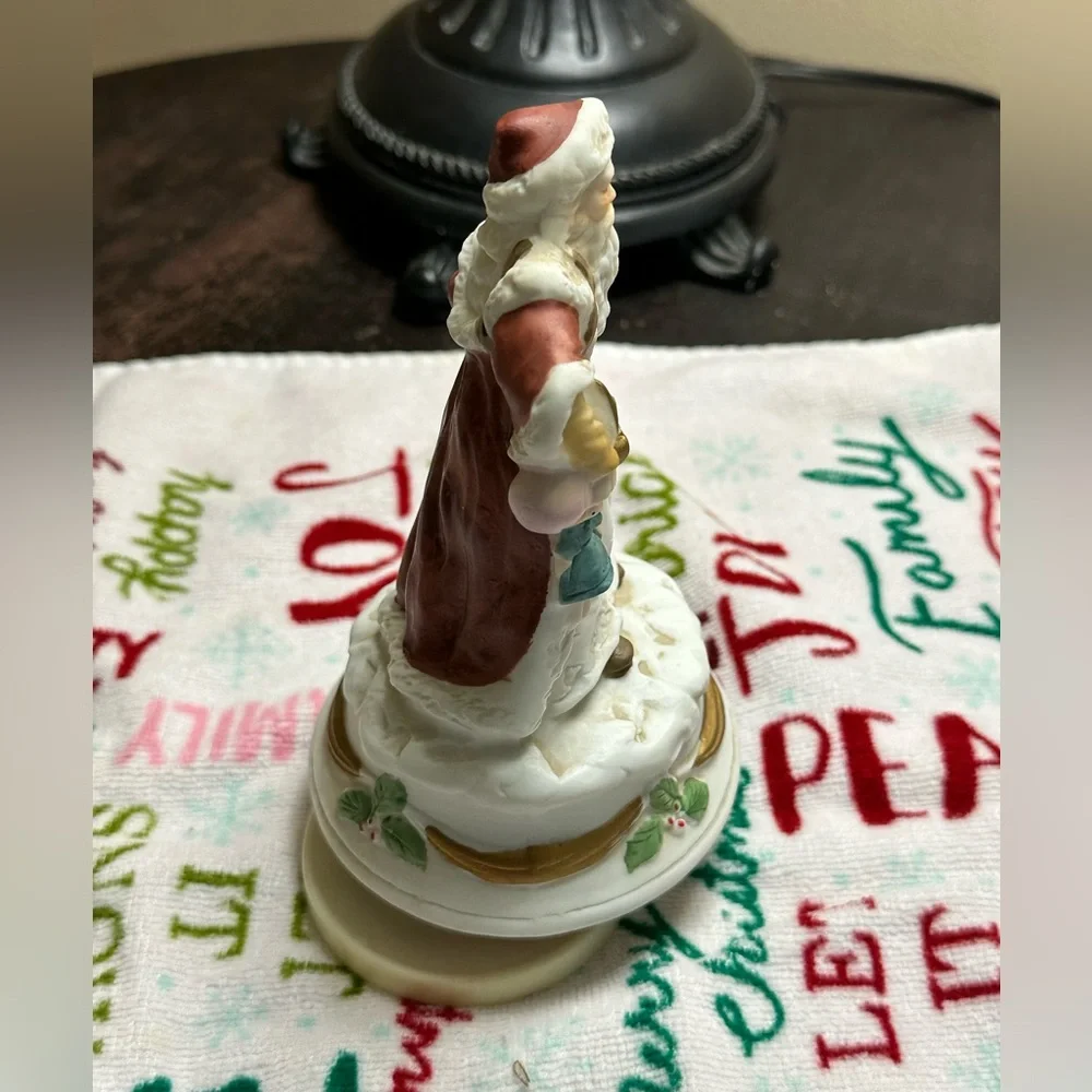 Musical Santa Claus Figurine with Gold Accents